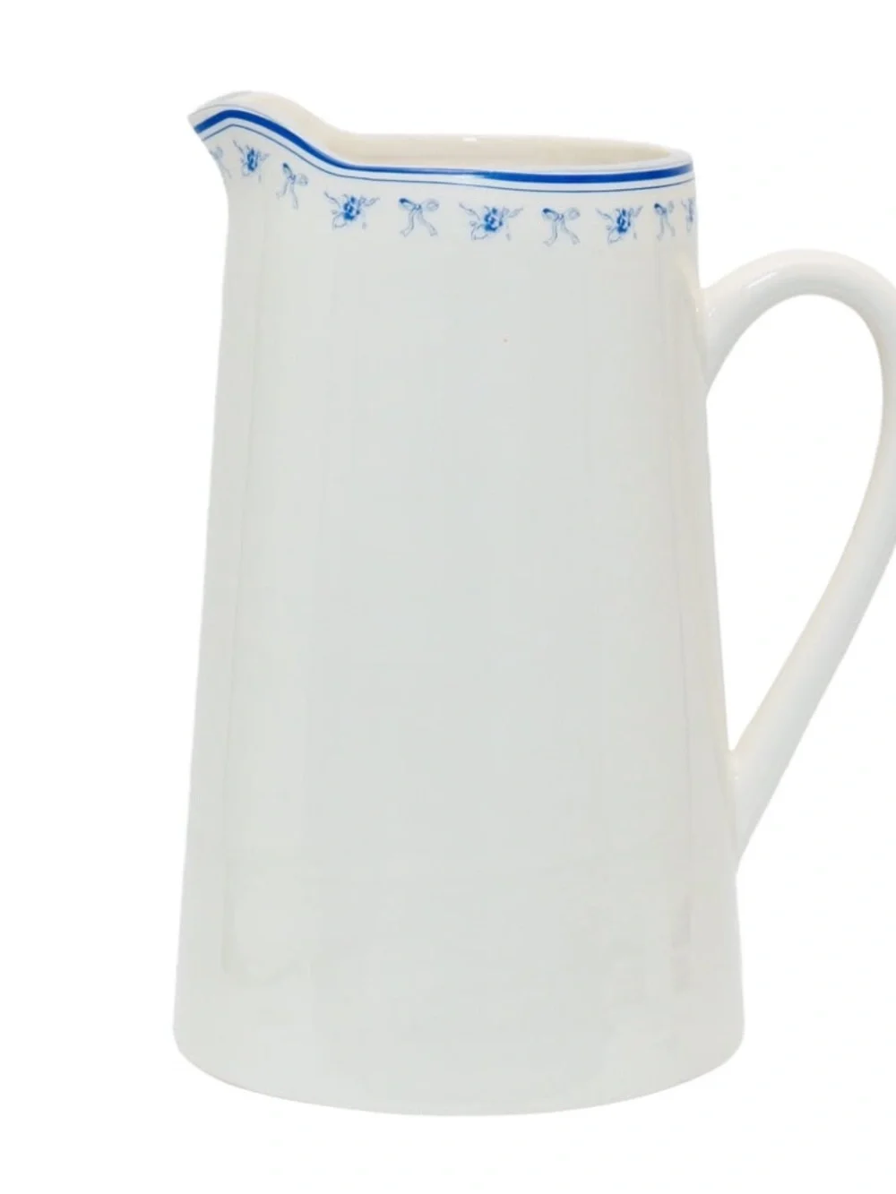 My Texas House Floral Stoneware Pitcher, Blue and White, 3 qt